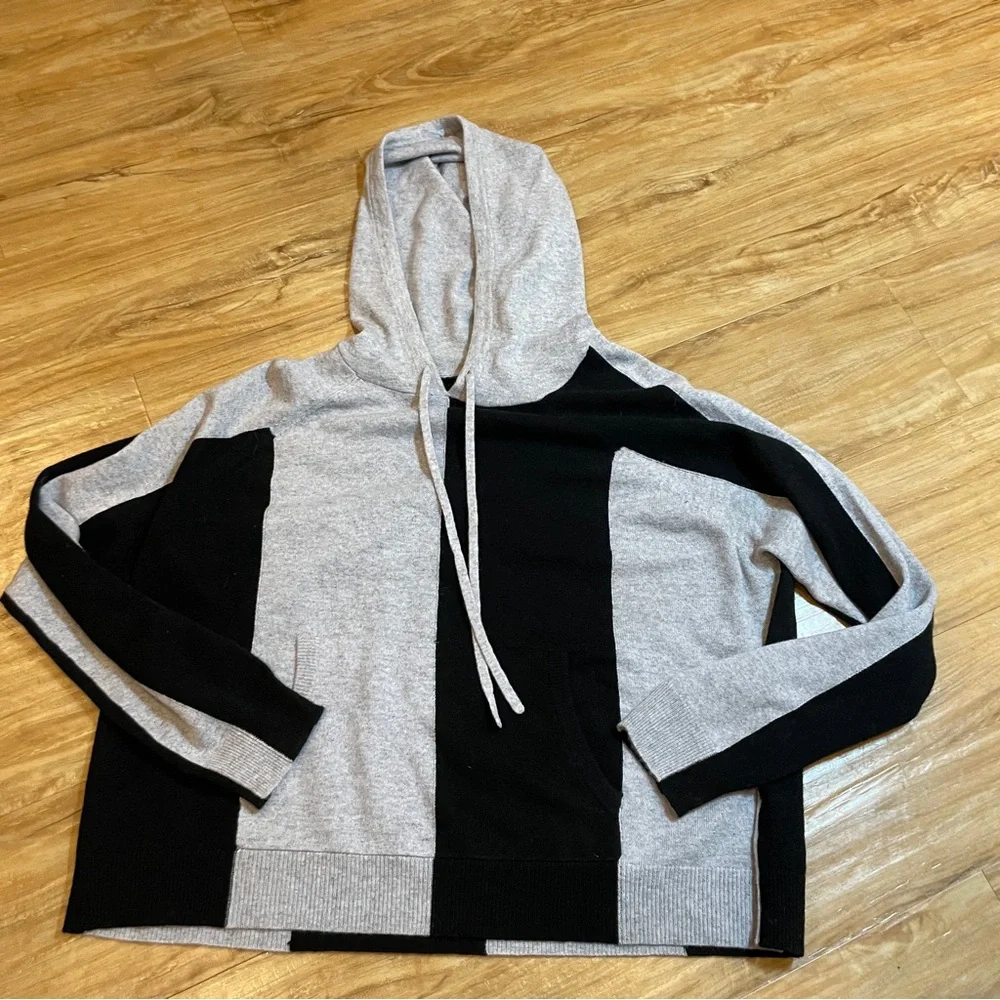 RARE Vintage Y2K Juicy Couture Gray & Black Cashmere Hoodie Zip Up, XL, FLAW - Picture 10 of 12